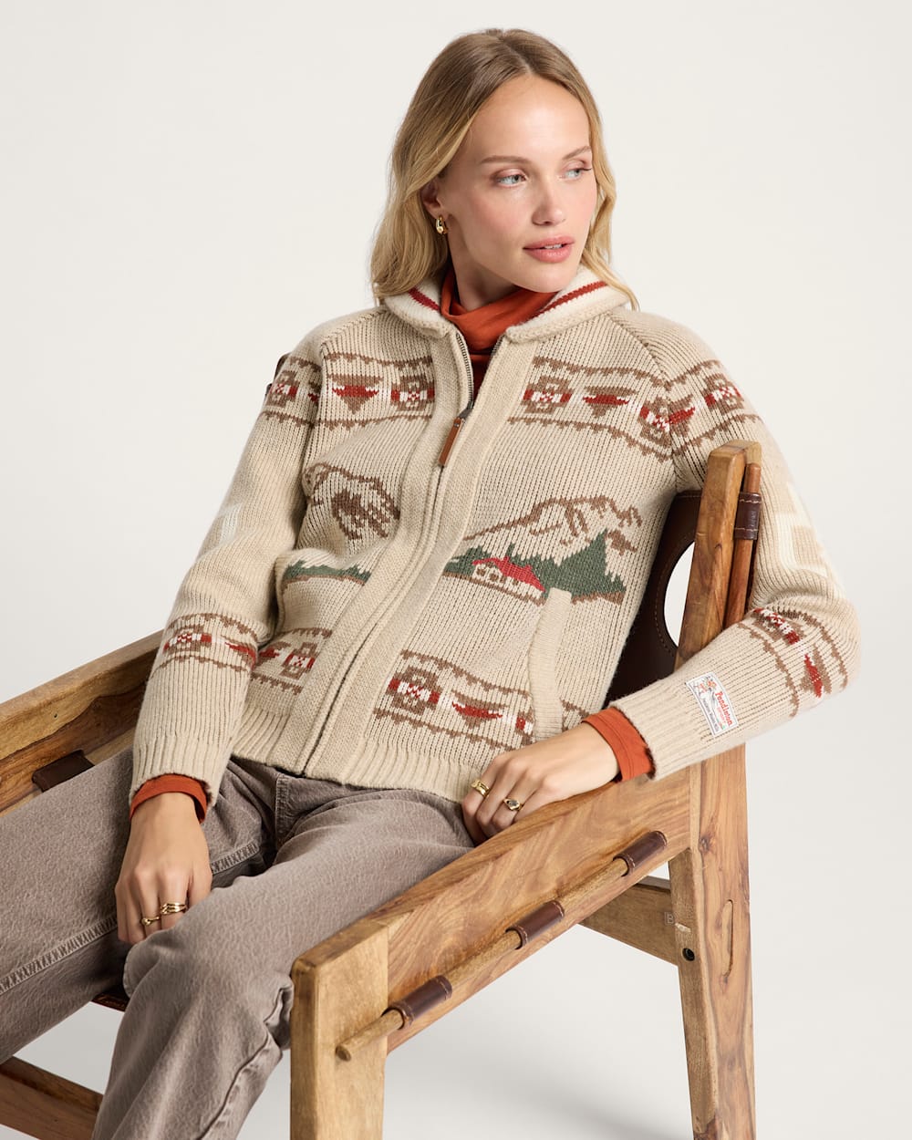 PENDLETON WOMEN'S ALPINE LAMBSWOOL ZIP CARDIGAN