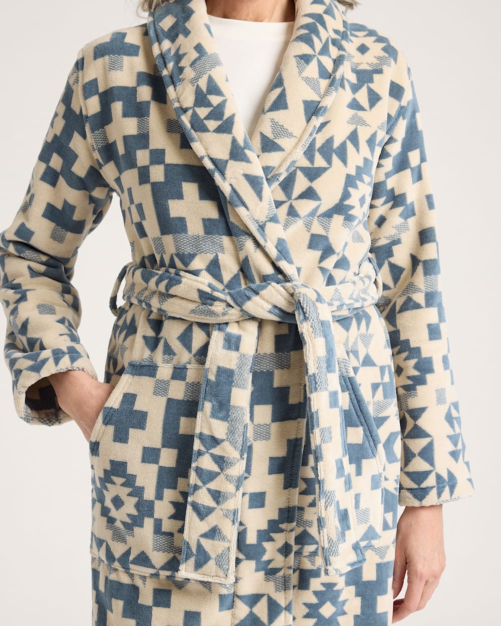 PENDLETON WOMEN'S BLUE RIDGE COTTON TERRY VELOUR BATHROBE