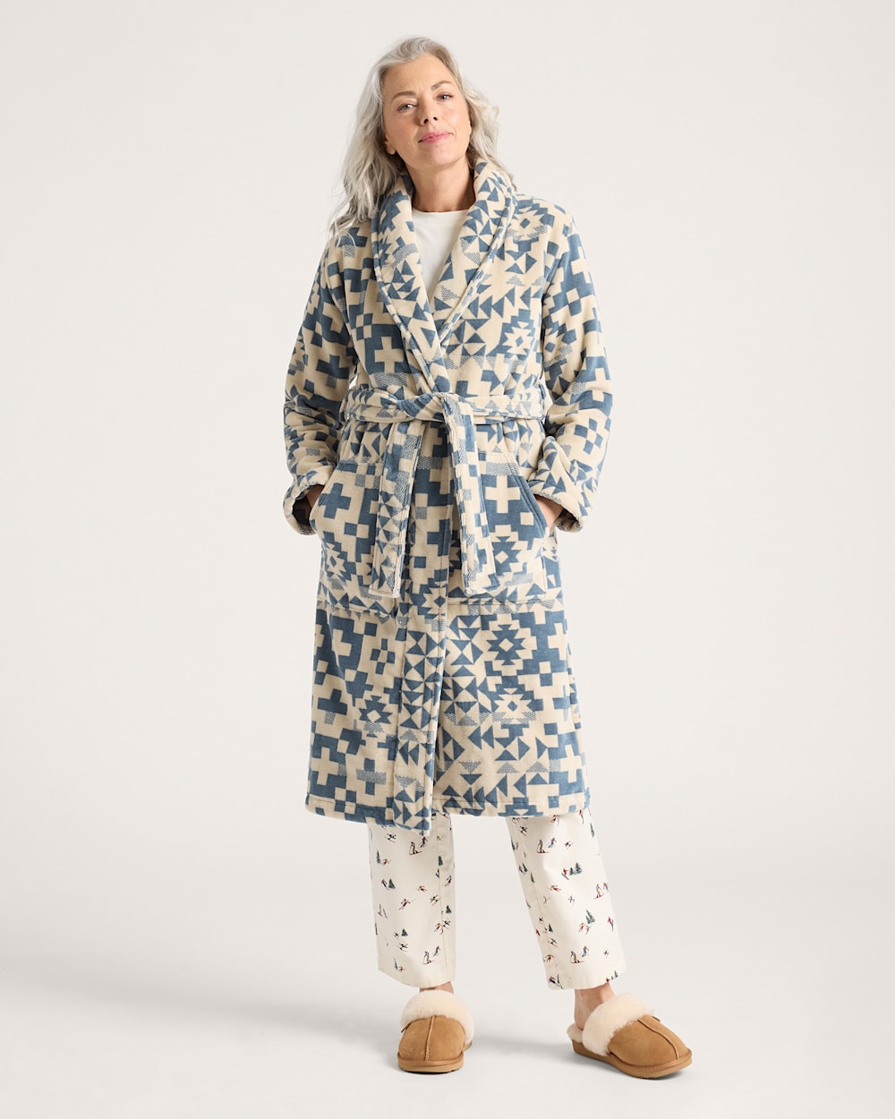 PENDLETON WOMEN'S BLUE RIDGE COTTON TERRY VELOUR BATHROBE
