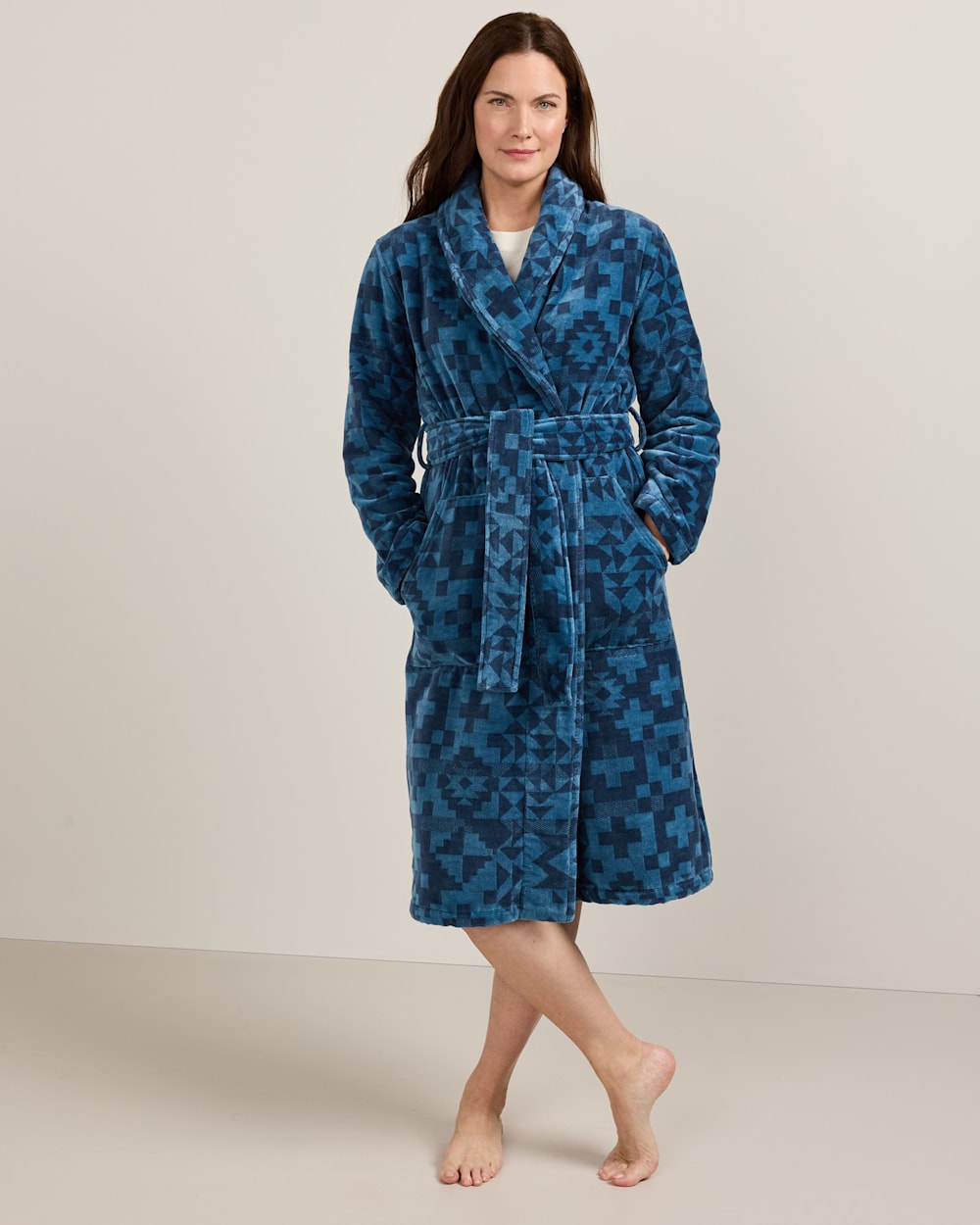 PENDLETON WOMEN'S BLUE RIDGE COTTON TERRY VELOUR BATHROBE
