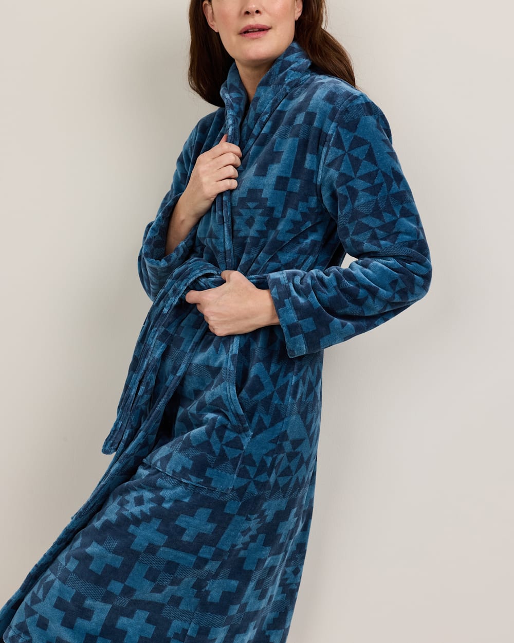 PENDLETON WOMEN'S BLUE RIDGE COTTON TERRY VELOUR BATHROBE