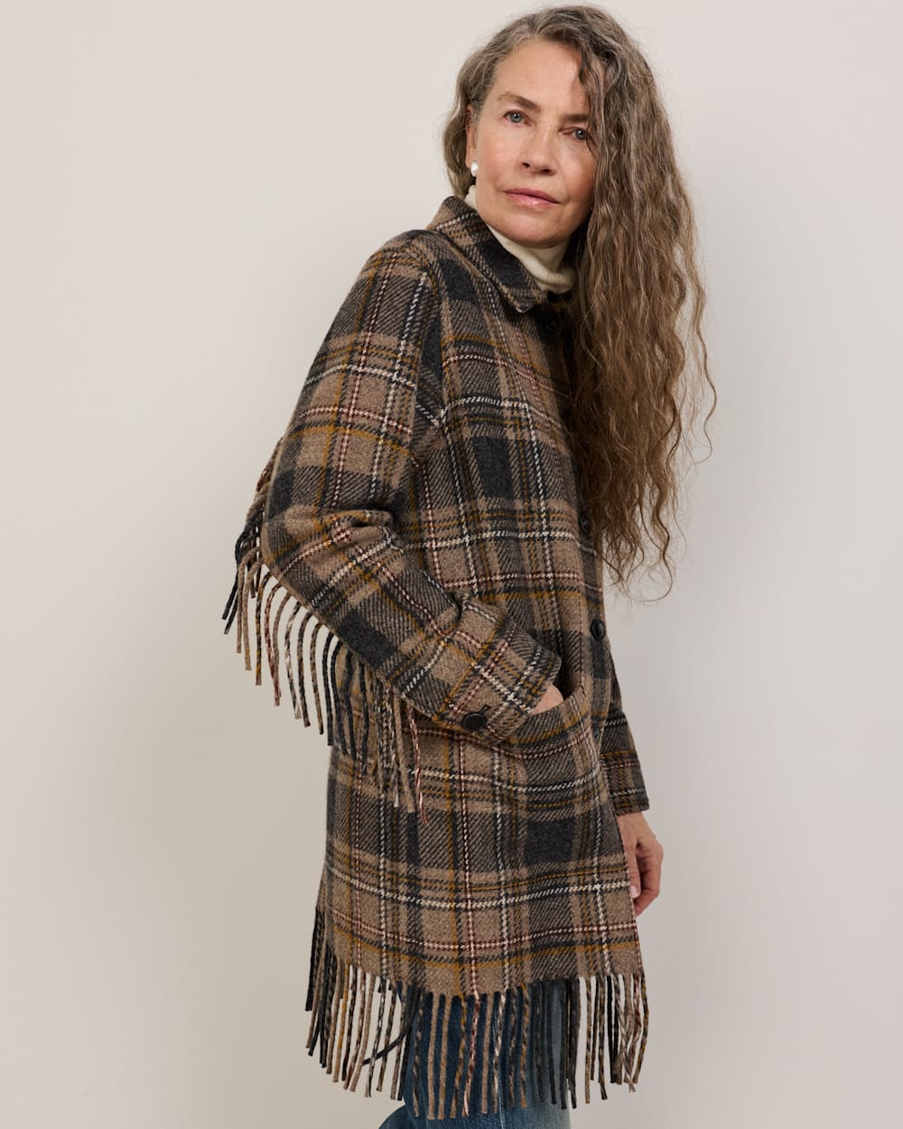 PENDLETON WOMEN'S PLAID JOLENE WOOL FRINGED JACKET