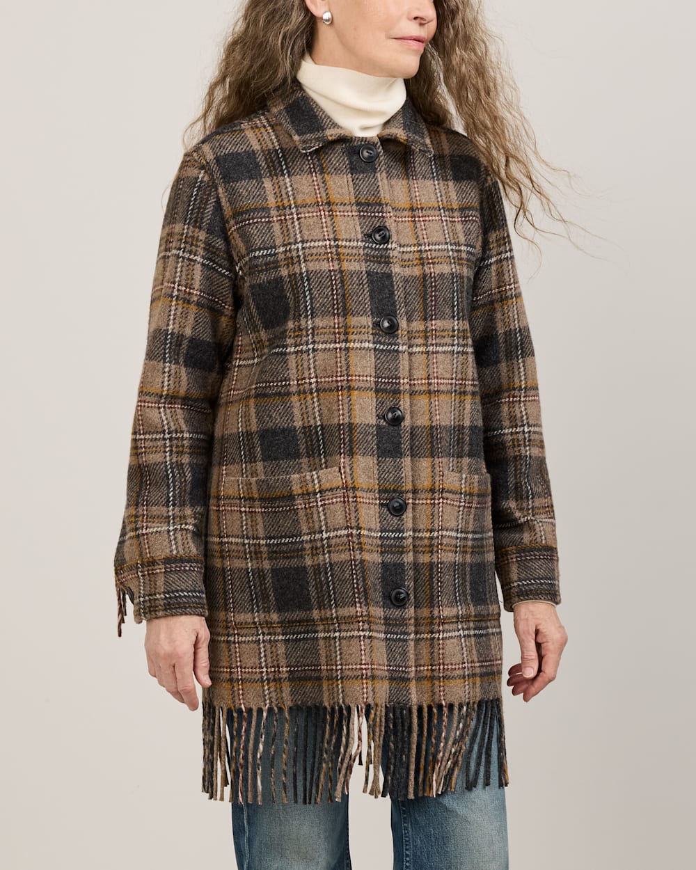 PENDLETON WOMEN'S PLAID JOLENE WOOL FRINGED JACKET