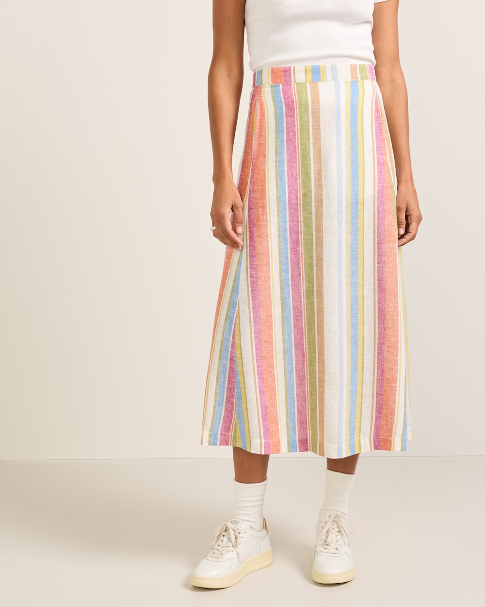 PENDLETON WOMEN'S STRIPE LINEN MIDI SKIRT