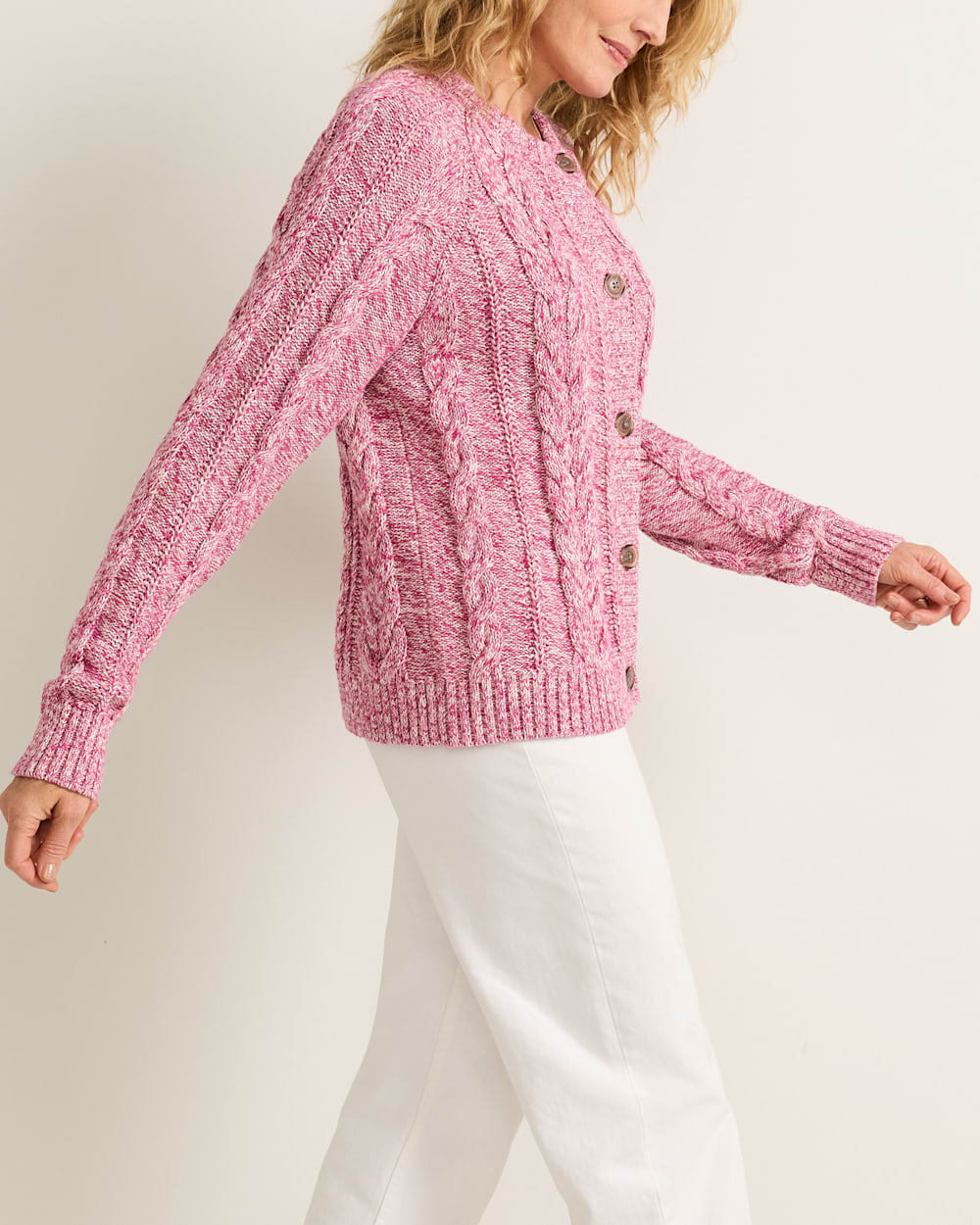 PENDLETON WOMEN'S MARLED COTTON CABLE CARDIGAN