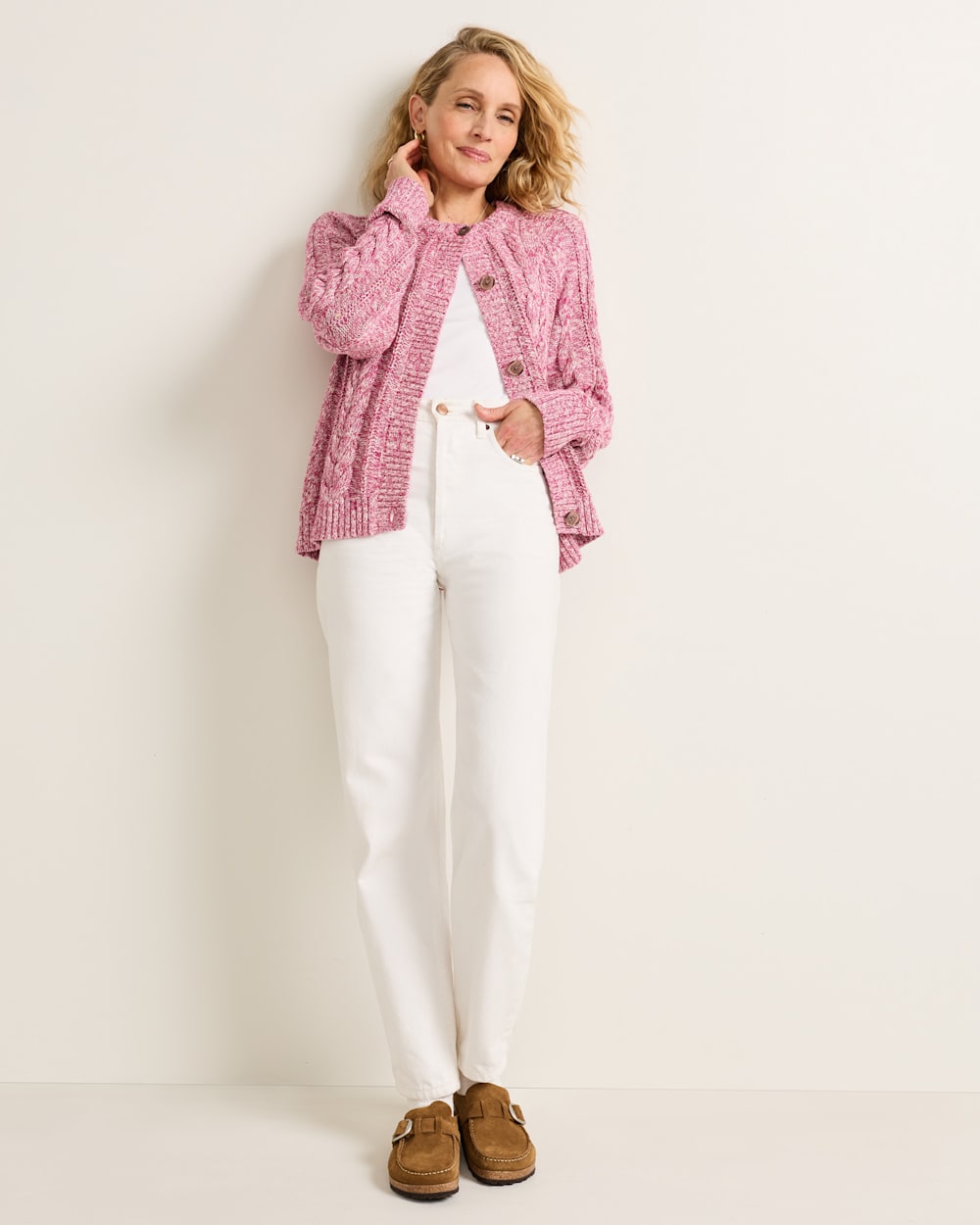 PENDLETON WOMEN'S MARLED COTTON CABLE CARDIGAN