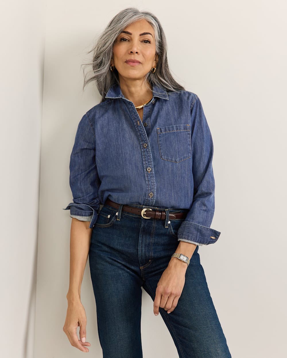 PENDLETON WOMEN'S CHAMBRAY PERFECT ONE POCKET SHIRT