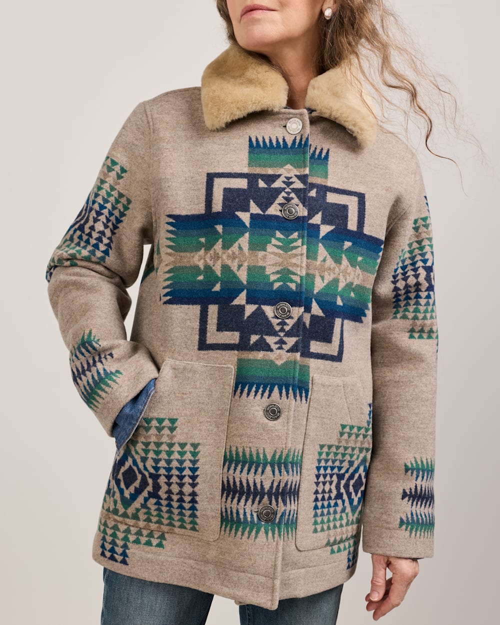 PENDLETON WOMEN'S BROWNSVILLE SHEARLING COLLAR WOOL COAT