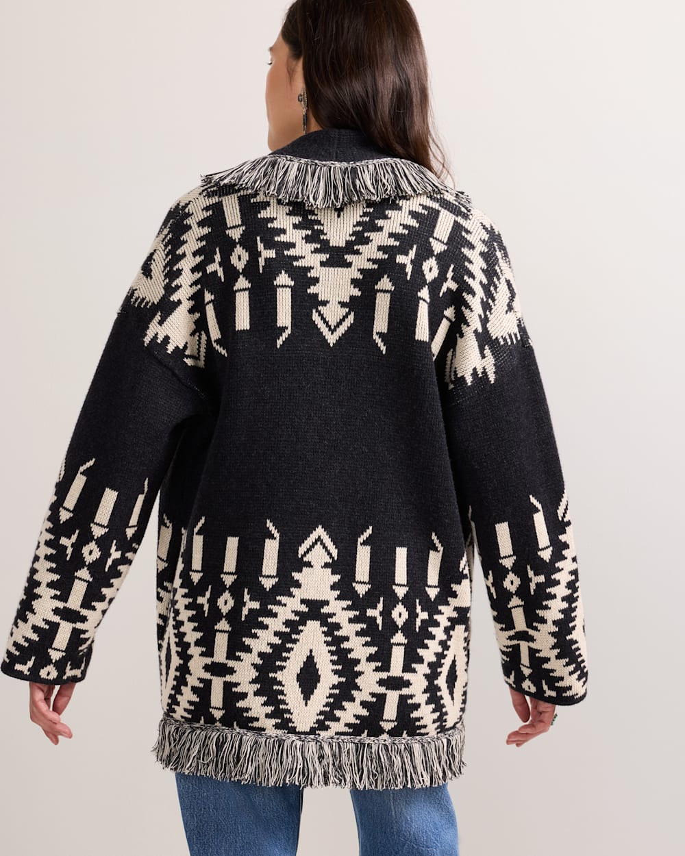 PENDLETON WOMEN'S GRAPHIC FRINGE CARDIGAN