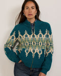 PENDLETON WOMEN'S GRAPHIC SHETLAND COLLECTION ZIP CARDIGAN