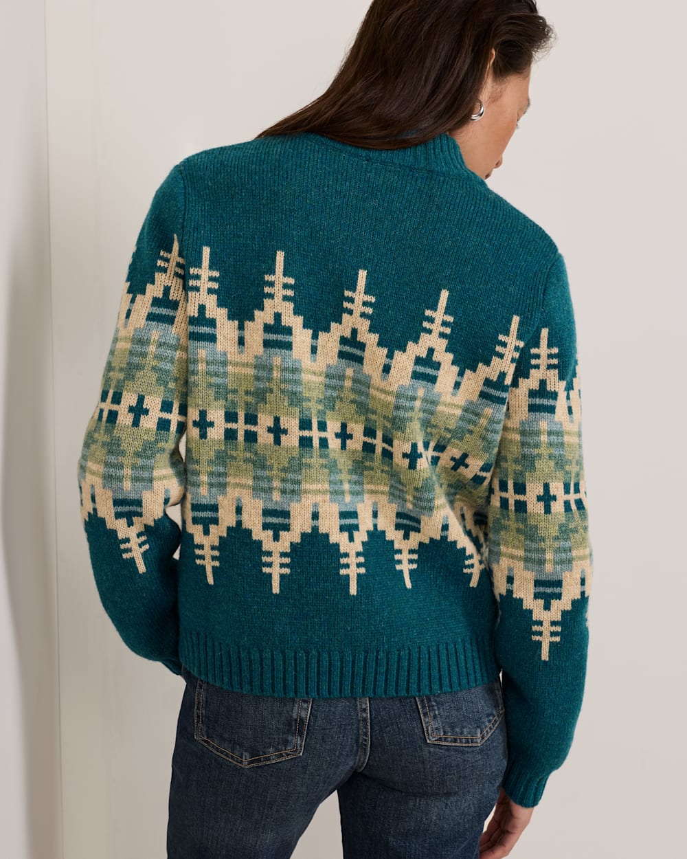 PENDLETON WOMEN'S GRAPHIC SHETLAND COLLECTION ZIP CARDIGAN