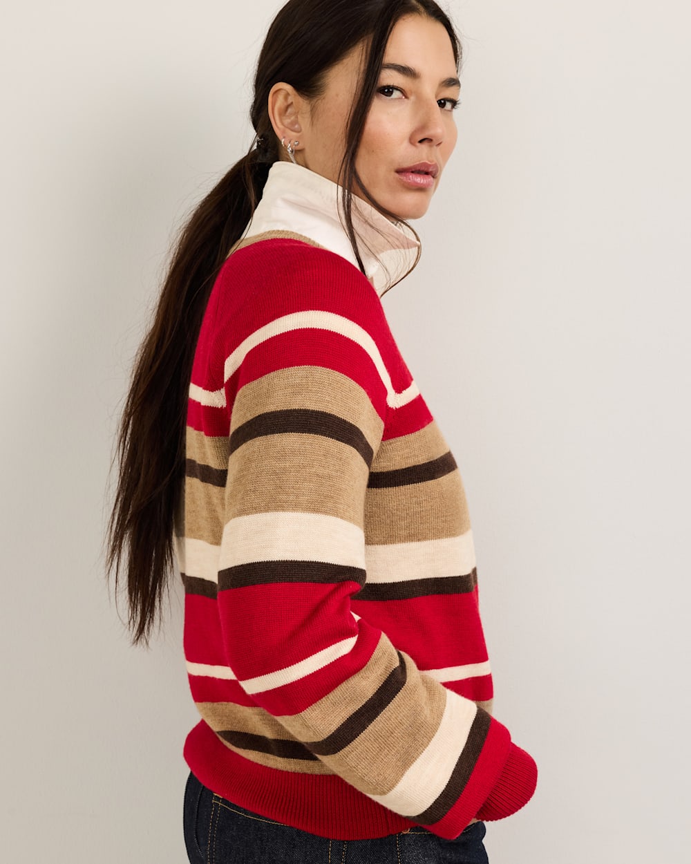 PENDLETON WOMEN'S MERINO MULTI STRIPE SWEATER