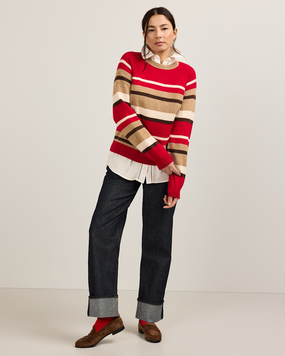 PENDLETON WOMEN'S MERINO MULTI STRIPE SWEATER