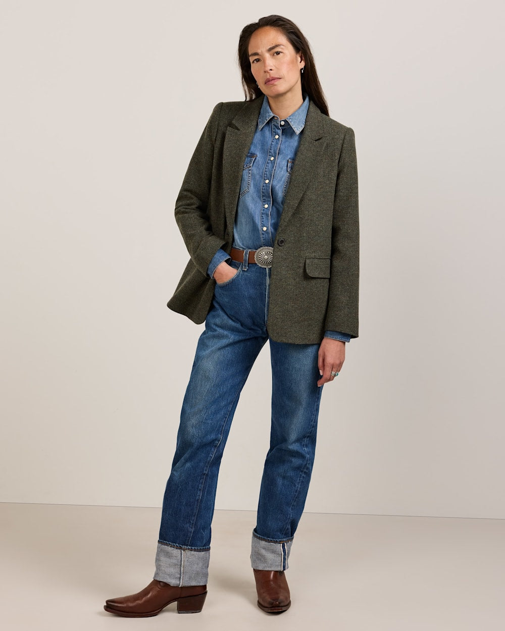 PENDLETON WOMEN'S HERRINGBONE TWEED WOOL BLAZER