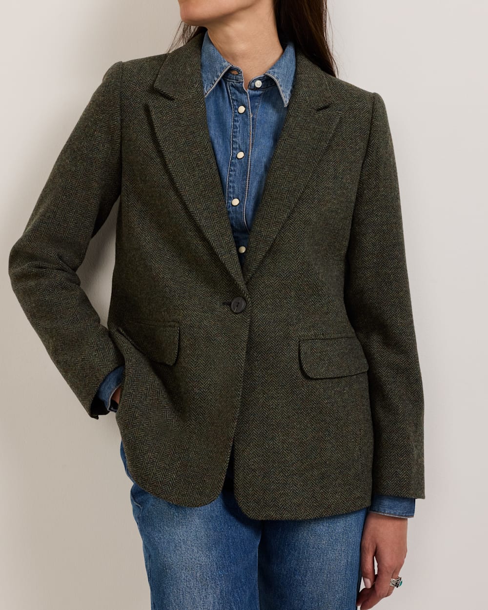 PENDLETON WOMEN'S HERRINGBONE TWEED WOOL BLAZER