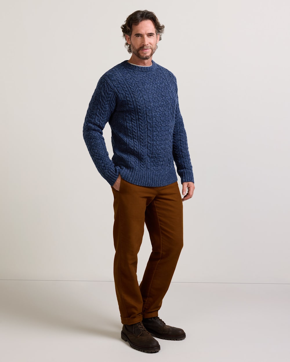 PENDLETON MEN'S WOOL DONEGAL FISHERMAN SWEATER