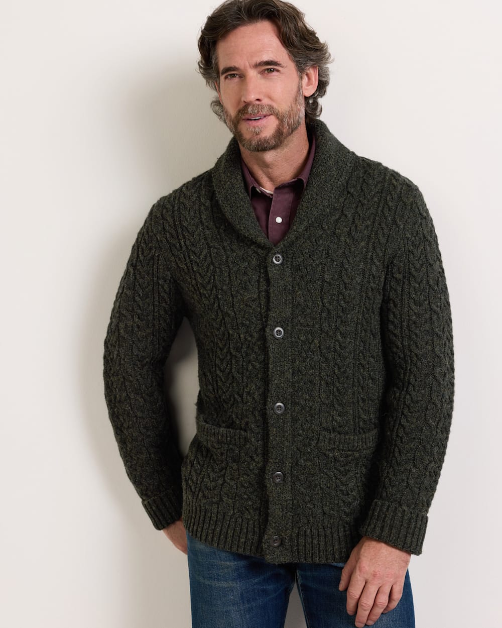 PENDLETON MEN'S WOOL FISHERMAN CARDIGAN