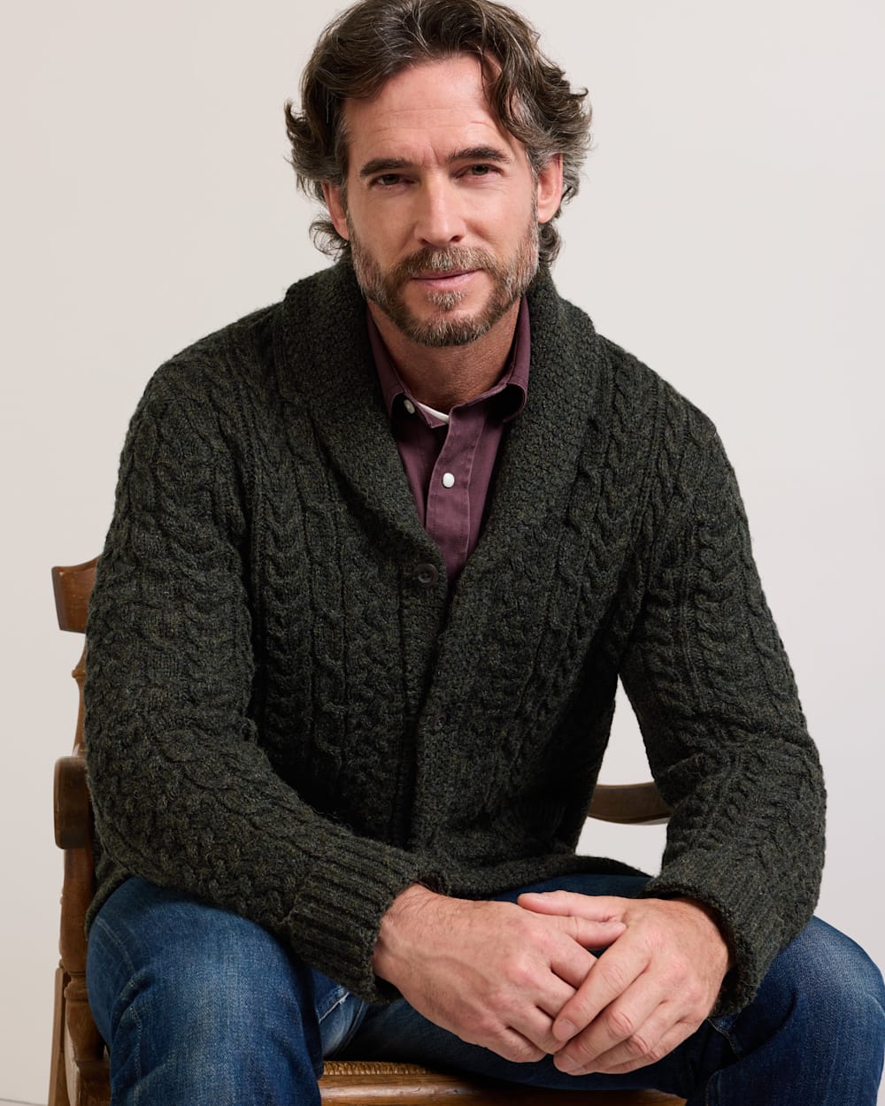PENDLETON MEN'S WOOL FISHERMAN CARDIGAN