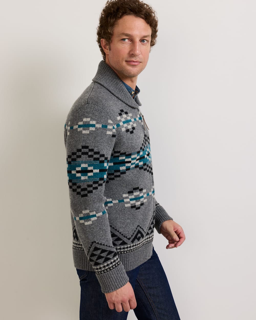 PENDLETON MEN'S LOST TRAIL LAMBSWOOL ZIP CARDIGAN