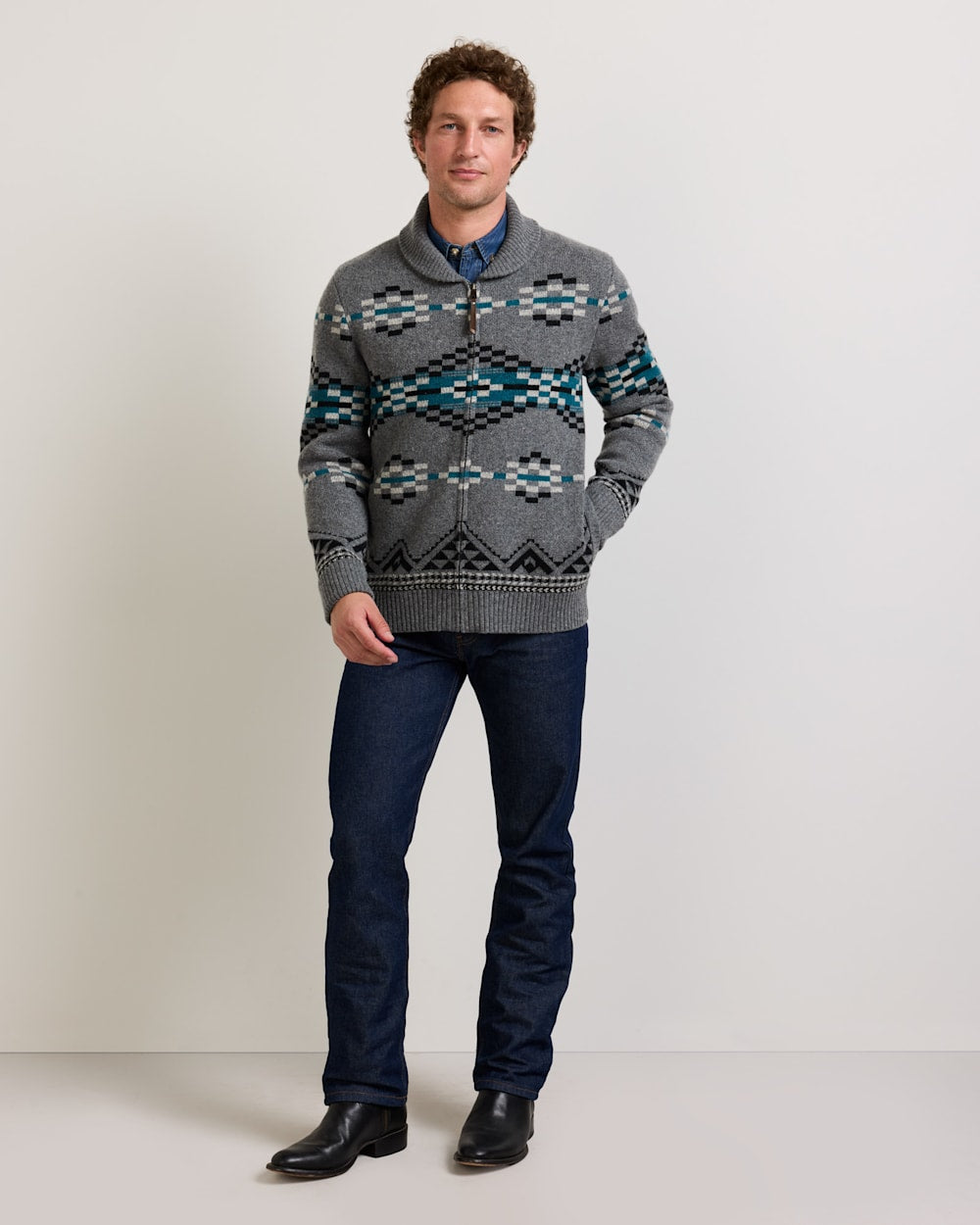 PENDLETON MEN'S LOST TRAIL LAMBSWOOL ZIP CARDIGAN