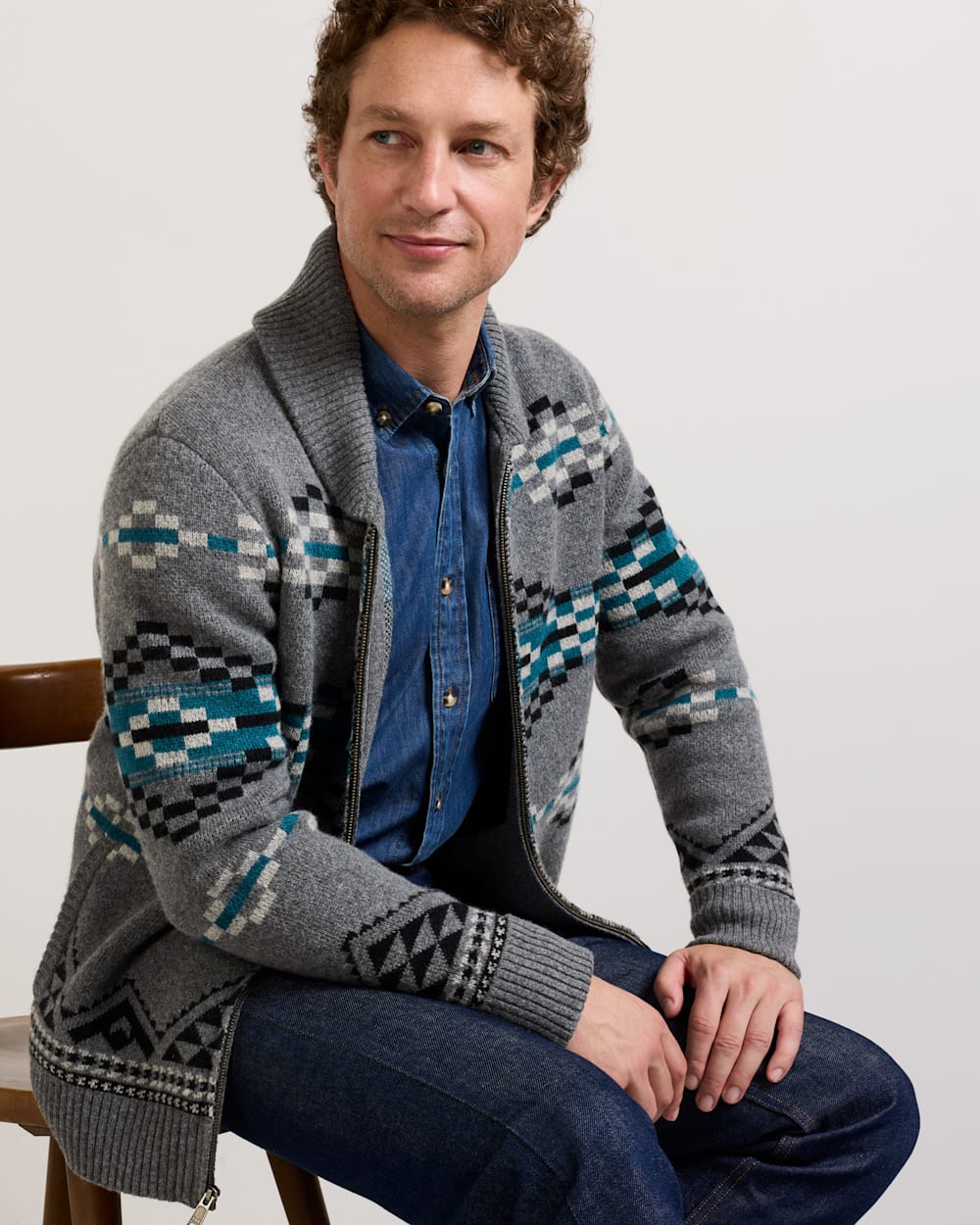 PENDLETON MEN'S LOST TRAIL LAMBSWOOL ZIP CARDIGAN
