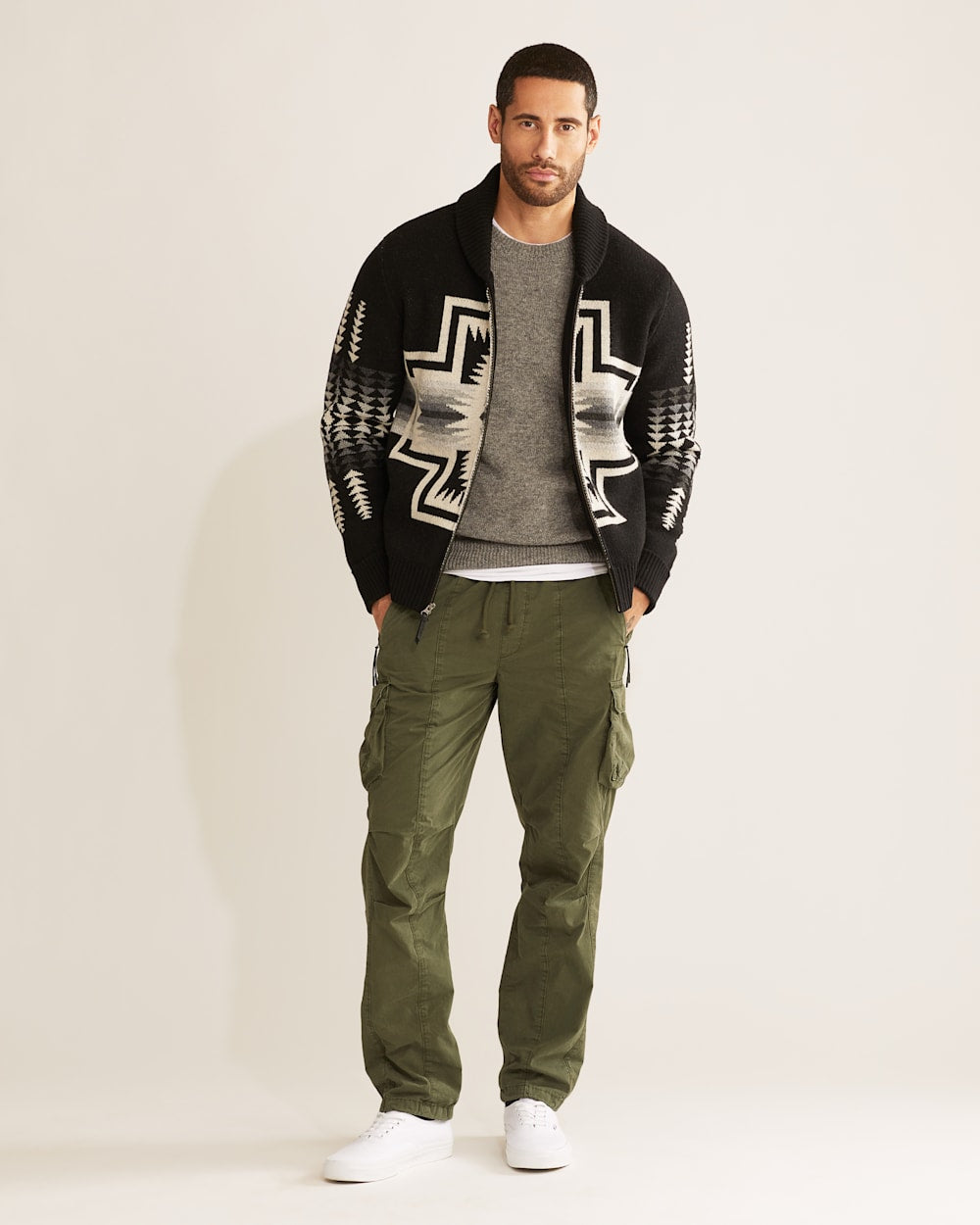 PENDLETON MEN'S HARDING ZIP LAMBSWOOL CARDIGAN