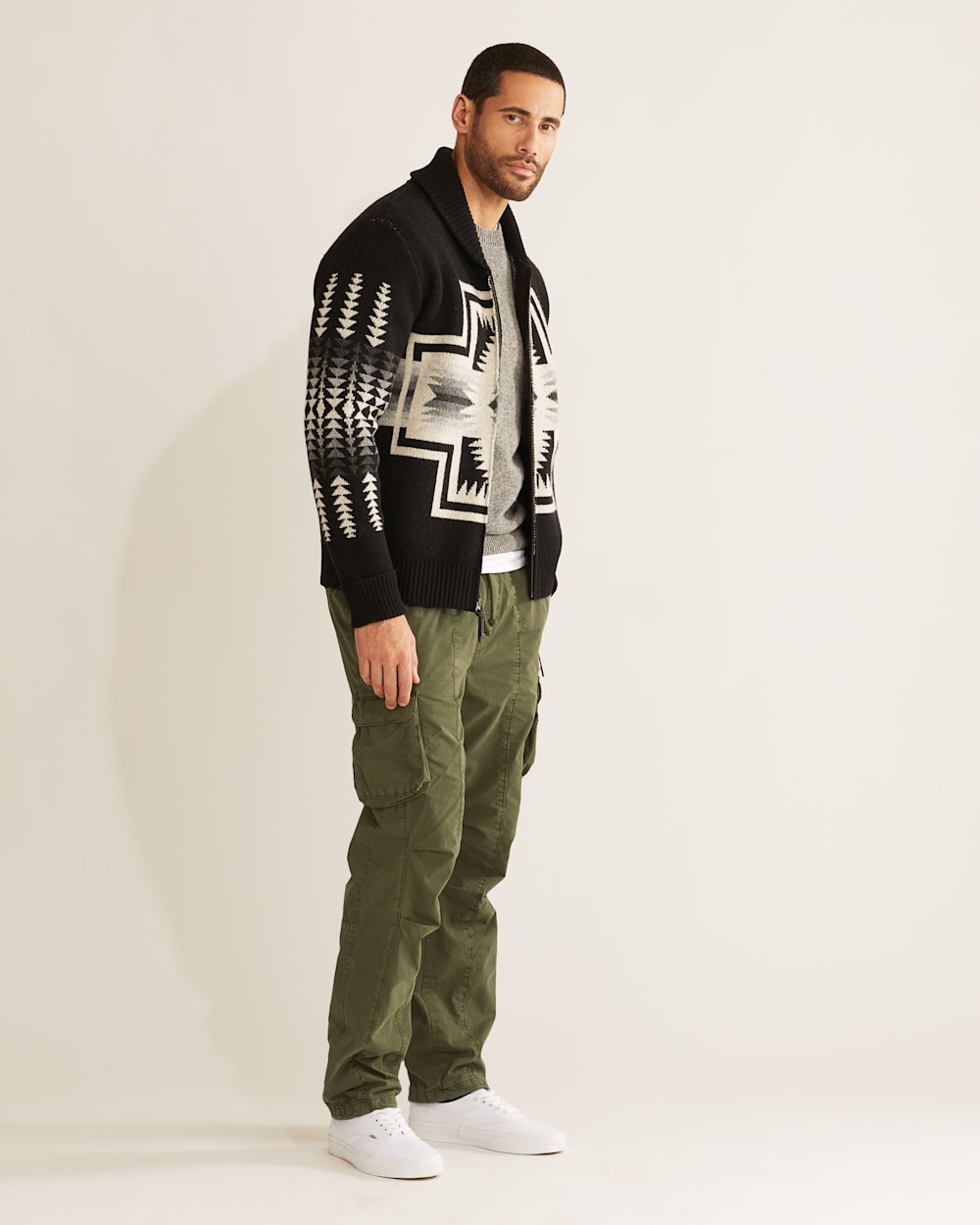 PENDLETON MEN'S HARDING ZIP LAMBSWOOL CARDIGAN