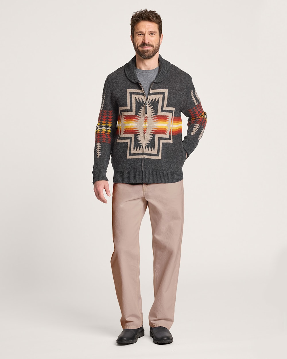 PENDLETON MEN'S HARDING ZIP LAMBSWOOL CARDIGAN