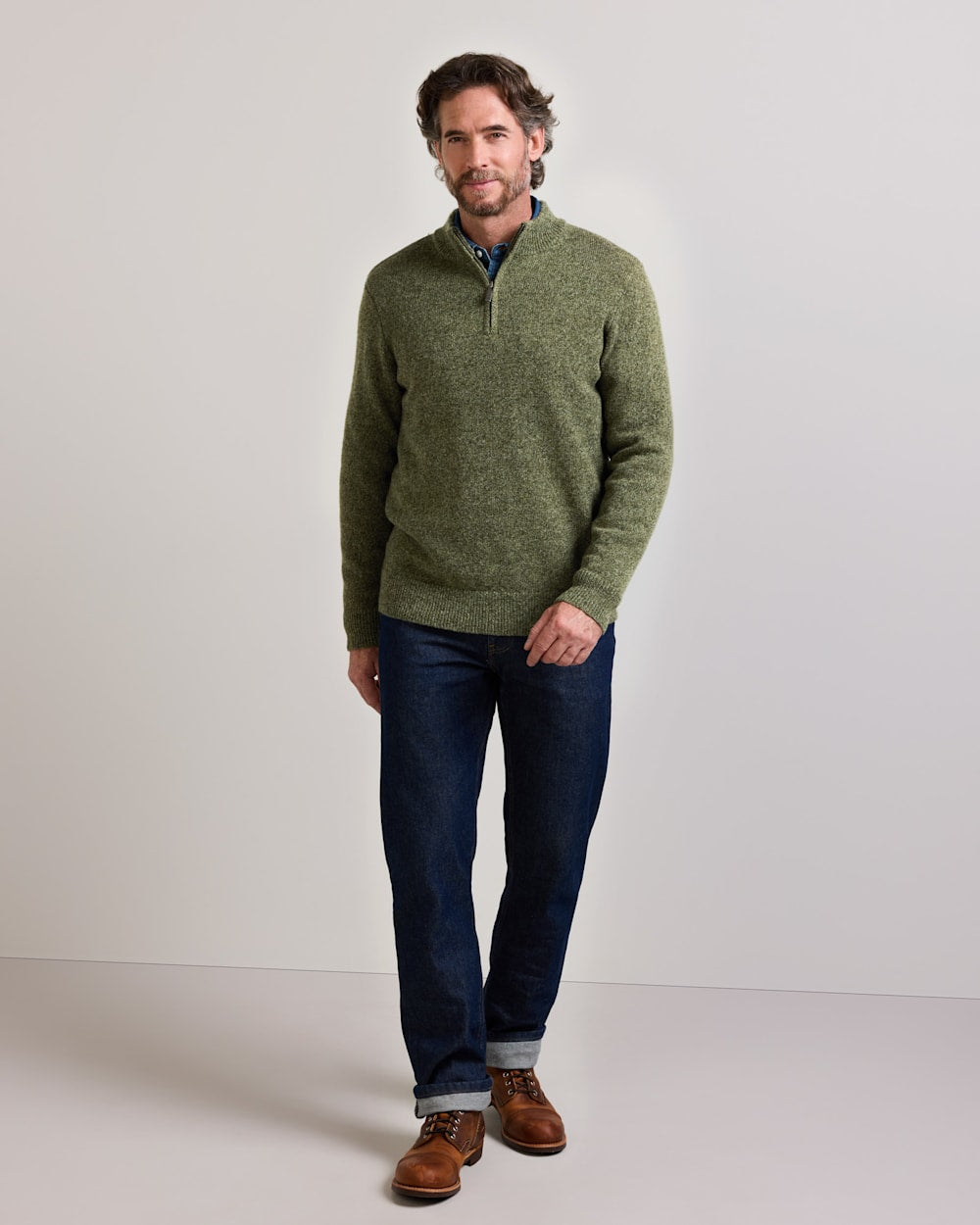 PENDLETON MEN'S SHETLAND COLLECTION QUARTER-ZIP SWEATER
