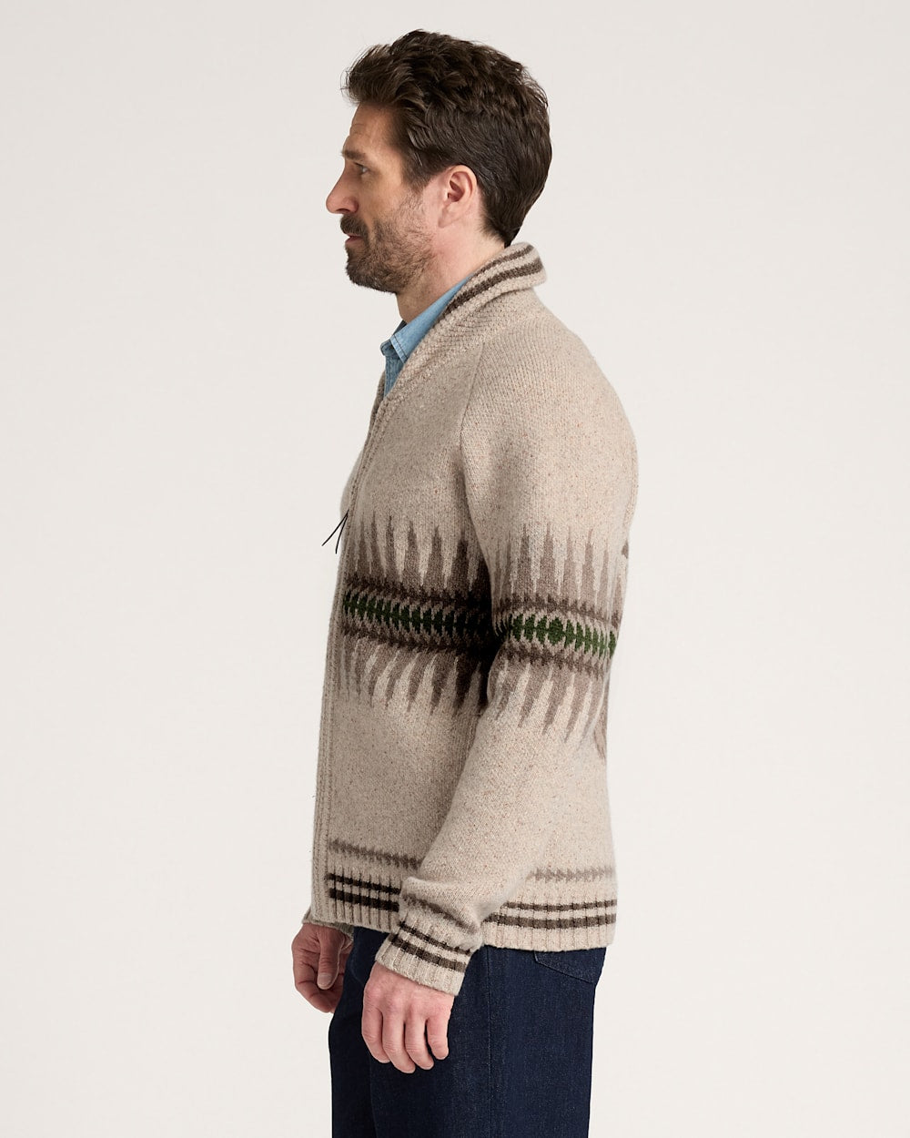 PENDLETON MEN'S SAWTOOTH BUCK LAMBSWOOL ZIP CARDIGAN