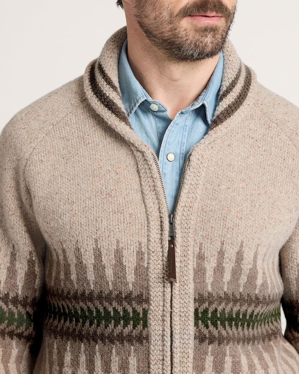 PENDLETON MEN'S SAWTOOTH BUCK LAMBSWOOL ZIP CARDIGAN