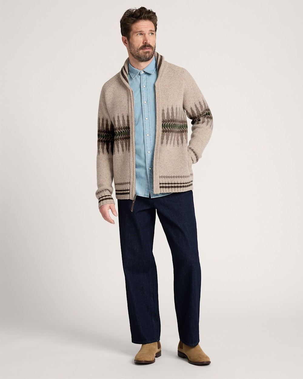PENDLETON MEN'S SAWTOOTH BUCK LAMBSWOOL ZIP CARDIGAN