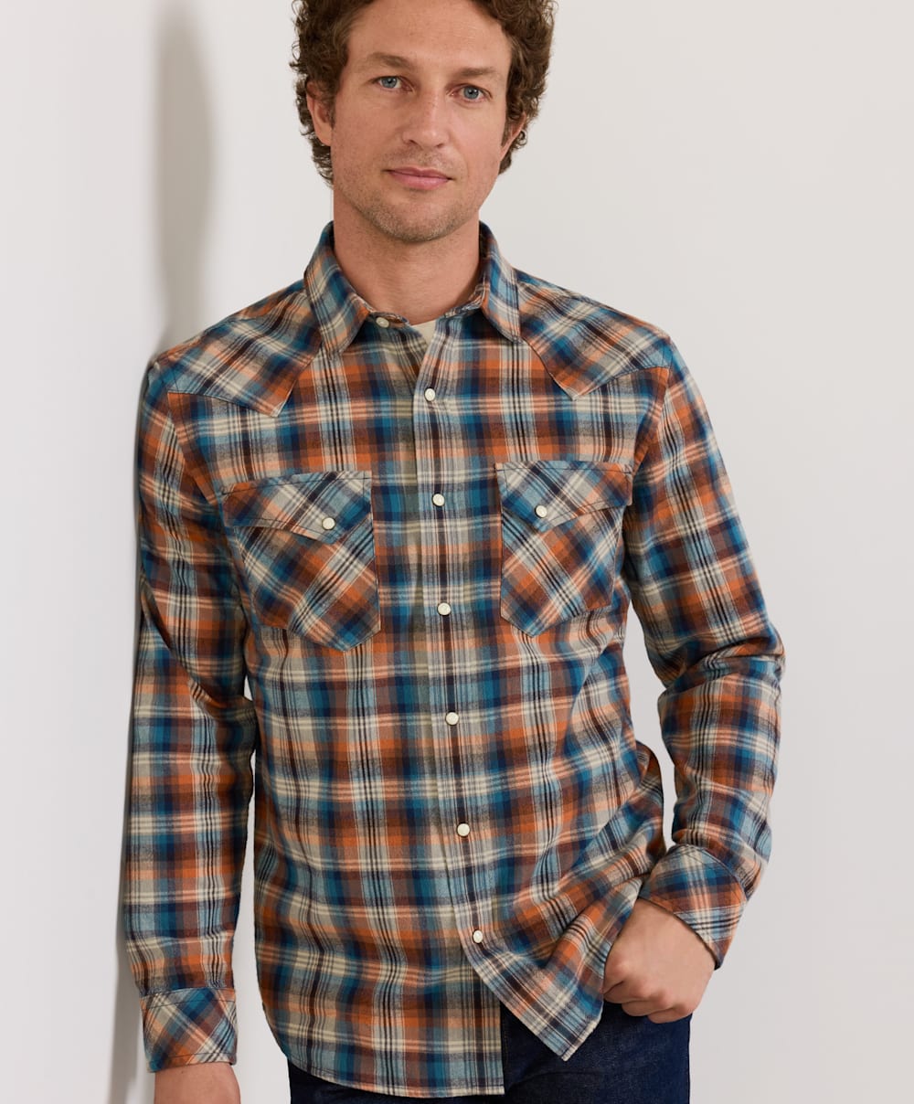 PENDLETON MEN'S PLAID SNAP-FRONT WYATT COTTON SHIRT