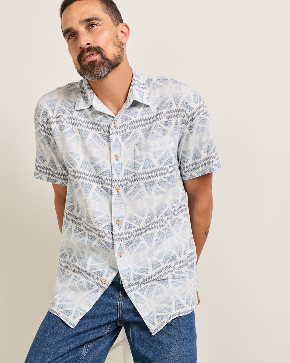 PENDLETON MEN'S SHORT-SLEEVE SHORELINE LINEN SHIRT