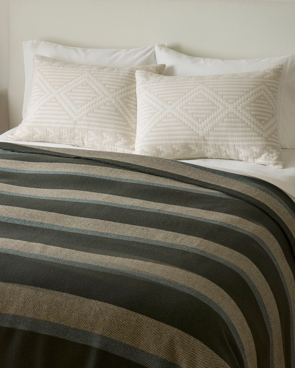 PENDLETON ECO-WISE WOOL PLAID/STRIPE BLANKET