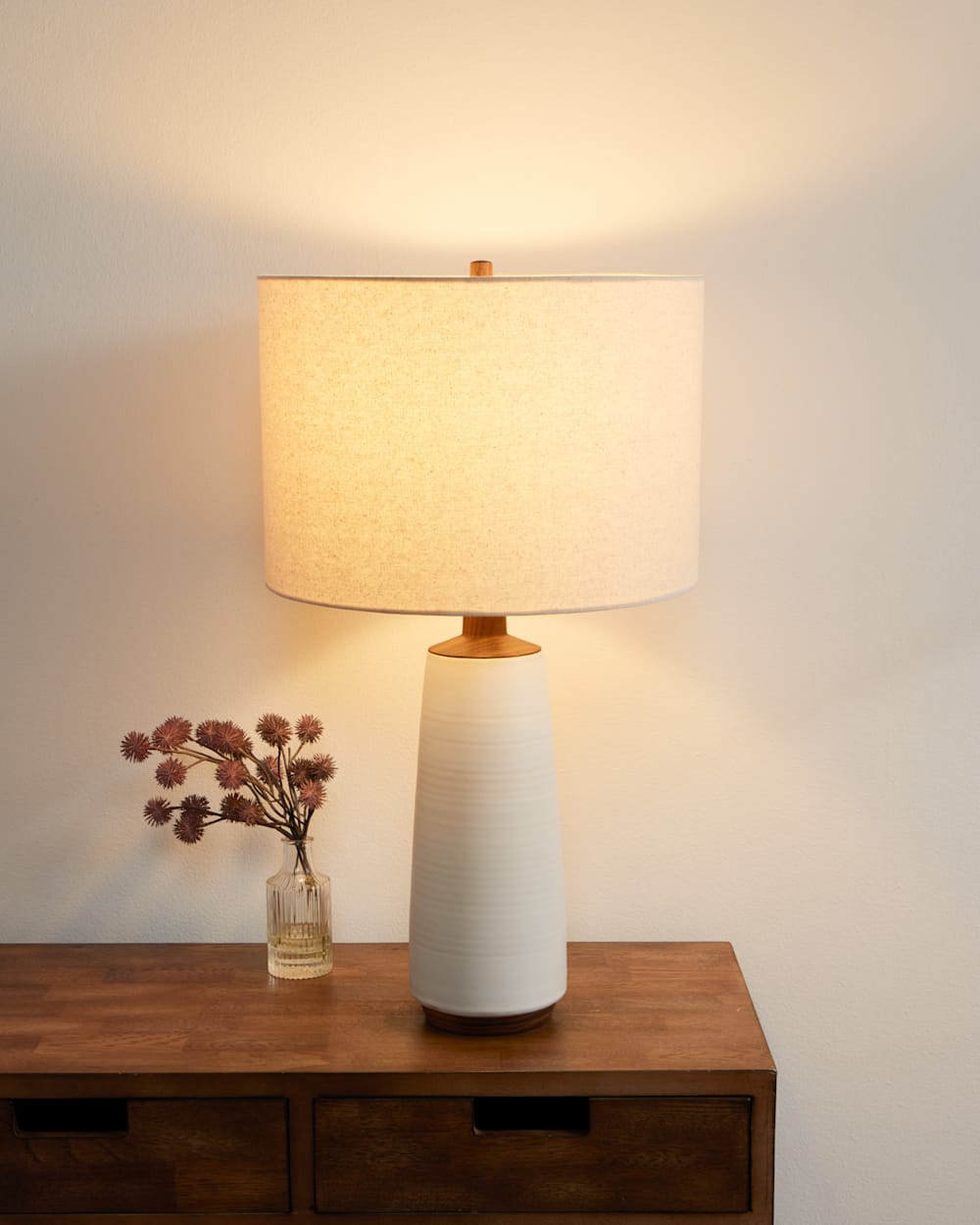 PENDLETON HANDMADE STONEWARE & WOOD TABLE LAMP