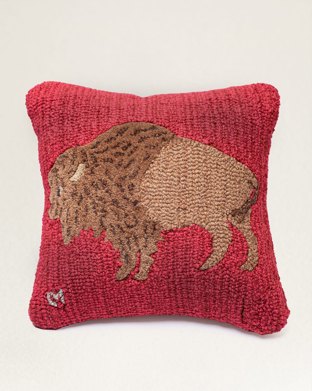 PENDLETON PLUSH BUFFALO HOOKED SQUARE PILLOW